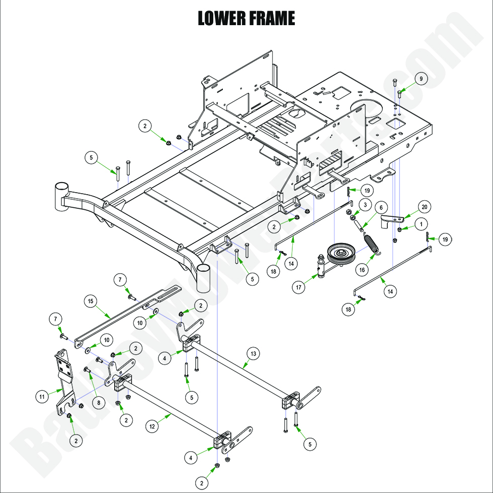3394 - Bad Boy Mower Parts Lookup > 2024 > MZ Magnum > Lower Frame Assembly